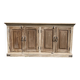 Low sideboard in raw wood, with 4 doors, salvaged from an Indian home