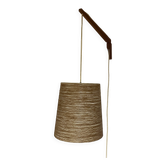 Rare teak and sisal wall lamp from the 1960s, attributed to Lotte Bostlund.