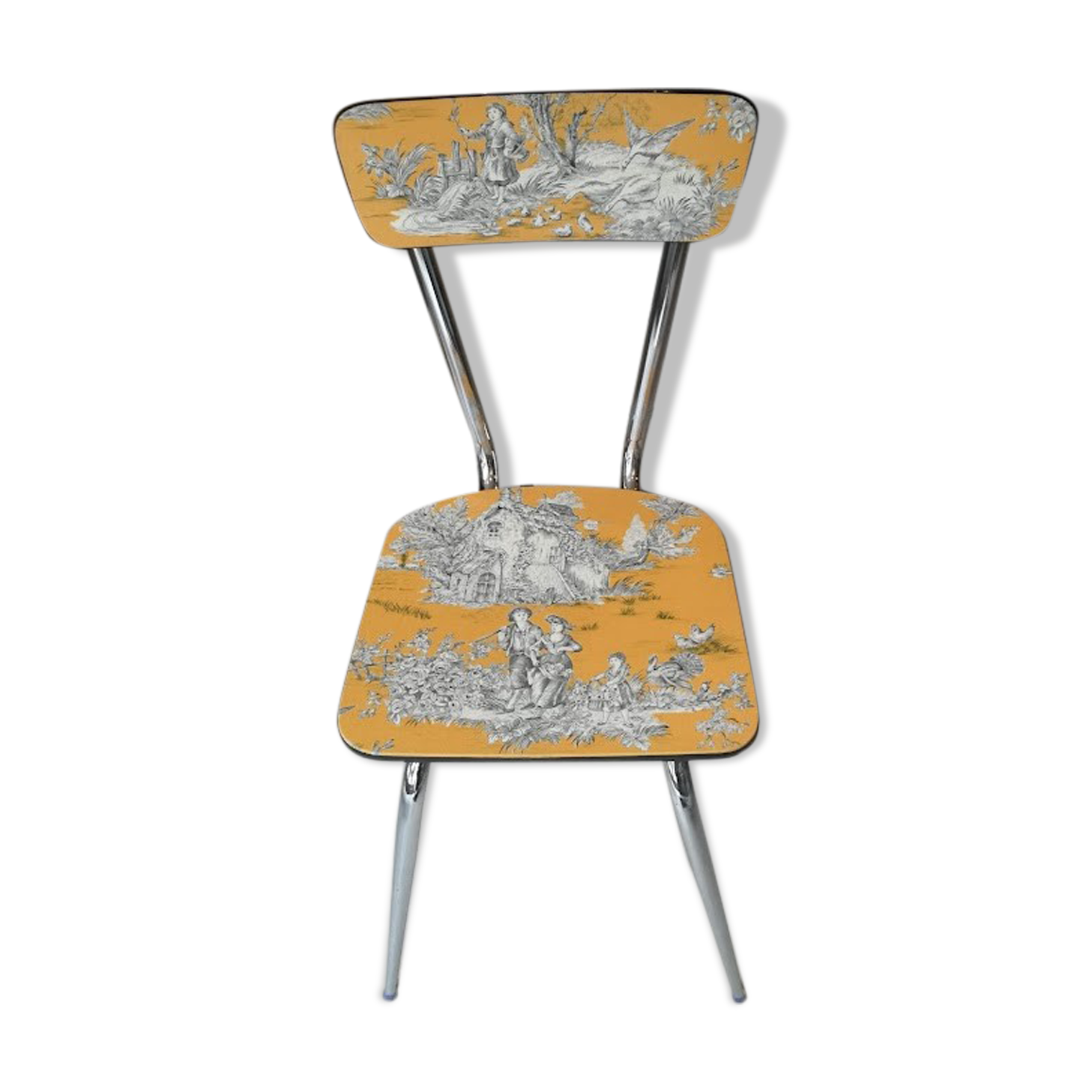 Chaise vintage toile de jouy