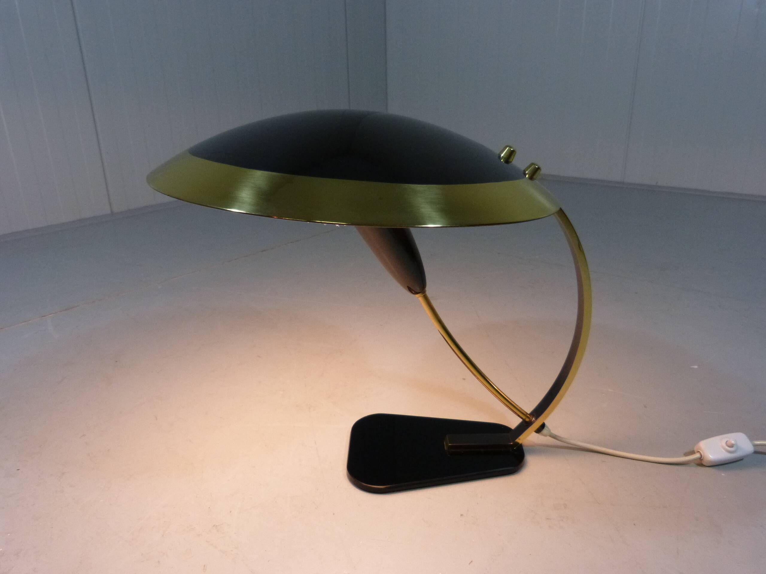 Rare desk lamp in brass & glass 1950’s