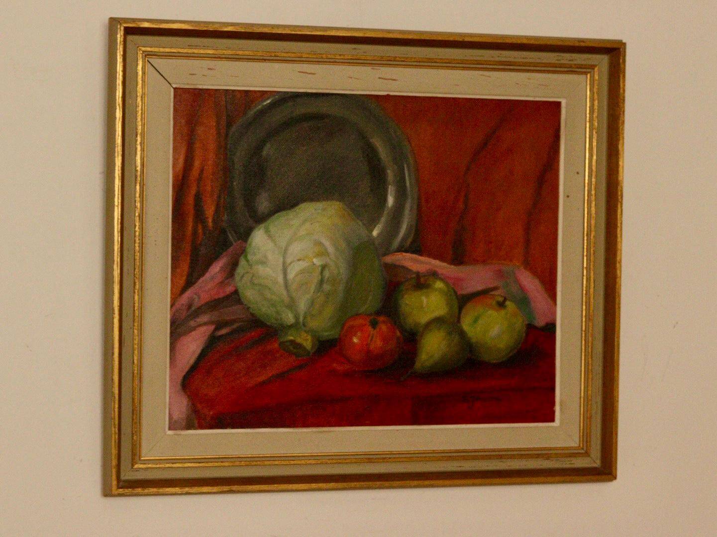 "Still Life with Cabbage and Fruits" by S. Jonsson