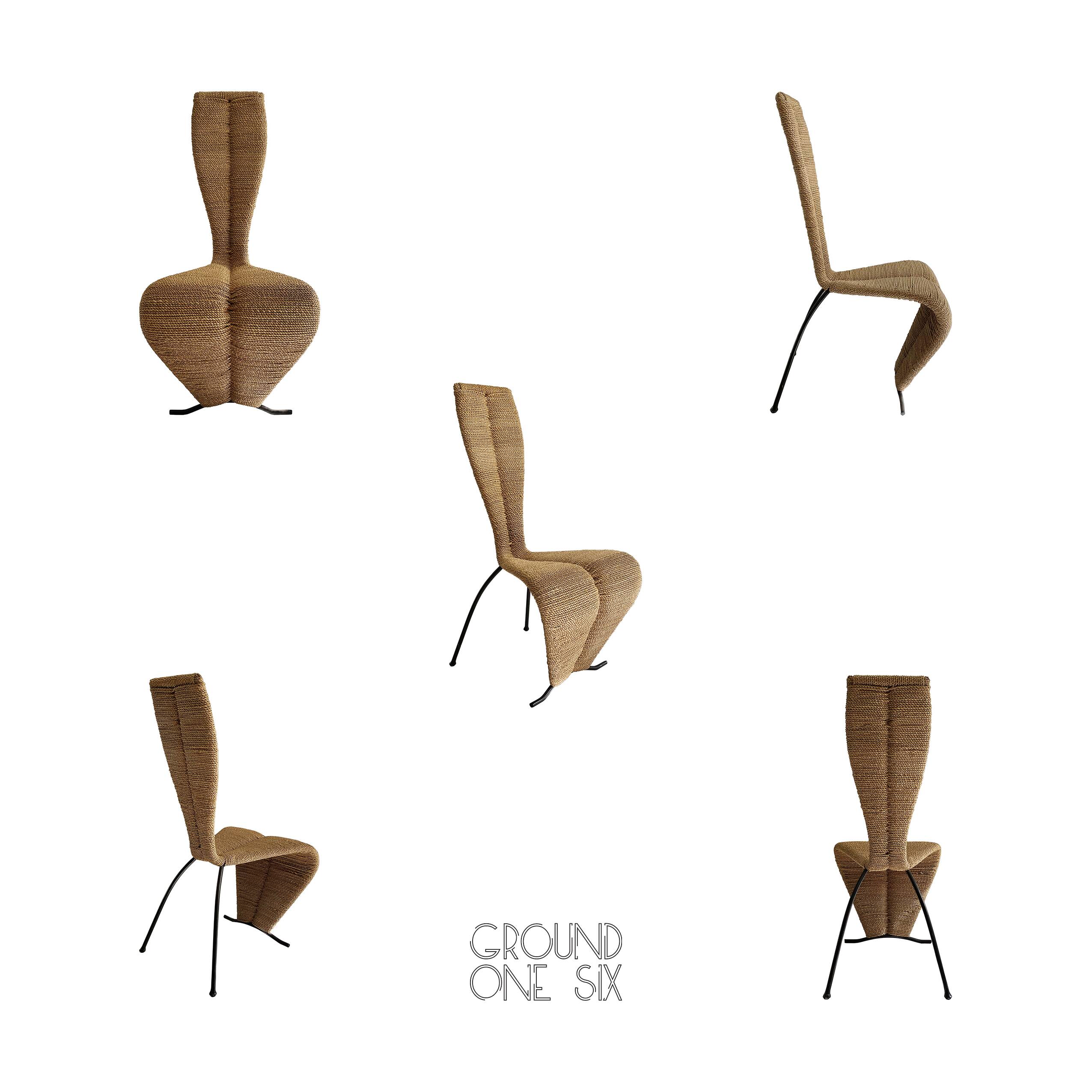 1 X  Postmodern 1980s Dining Side Rope Chair