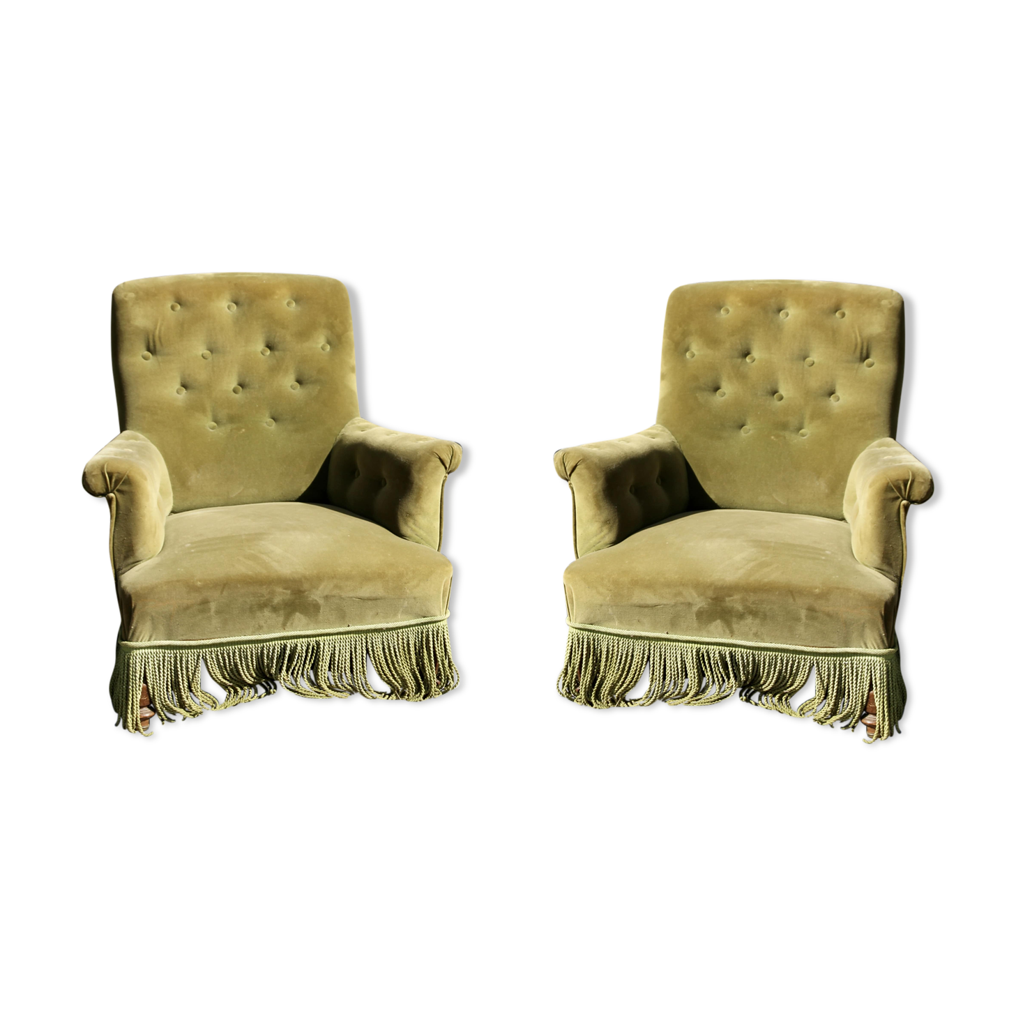 Paire de fauteuils en velours