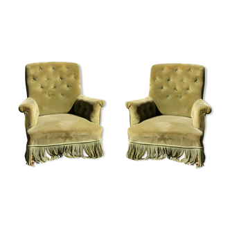 Paire de fauteuils en velours