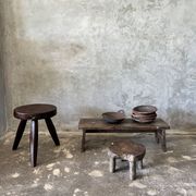 Petit banc bas asiatique en teck ancien upcyclé H:20 l:28 L70