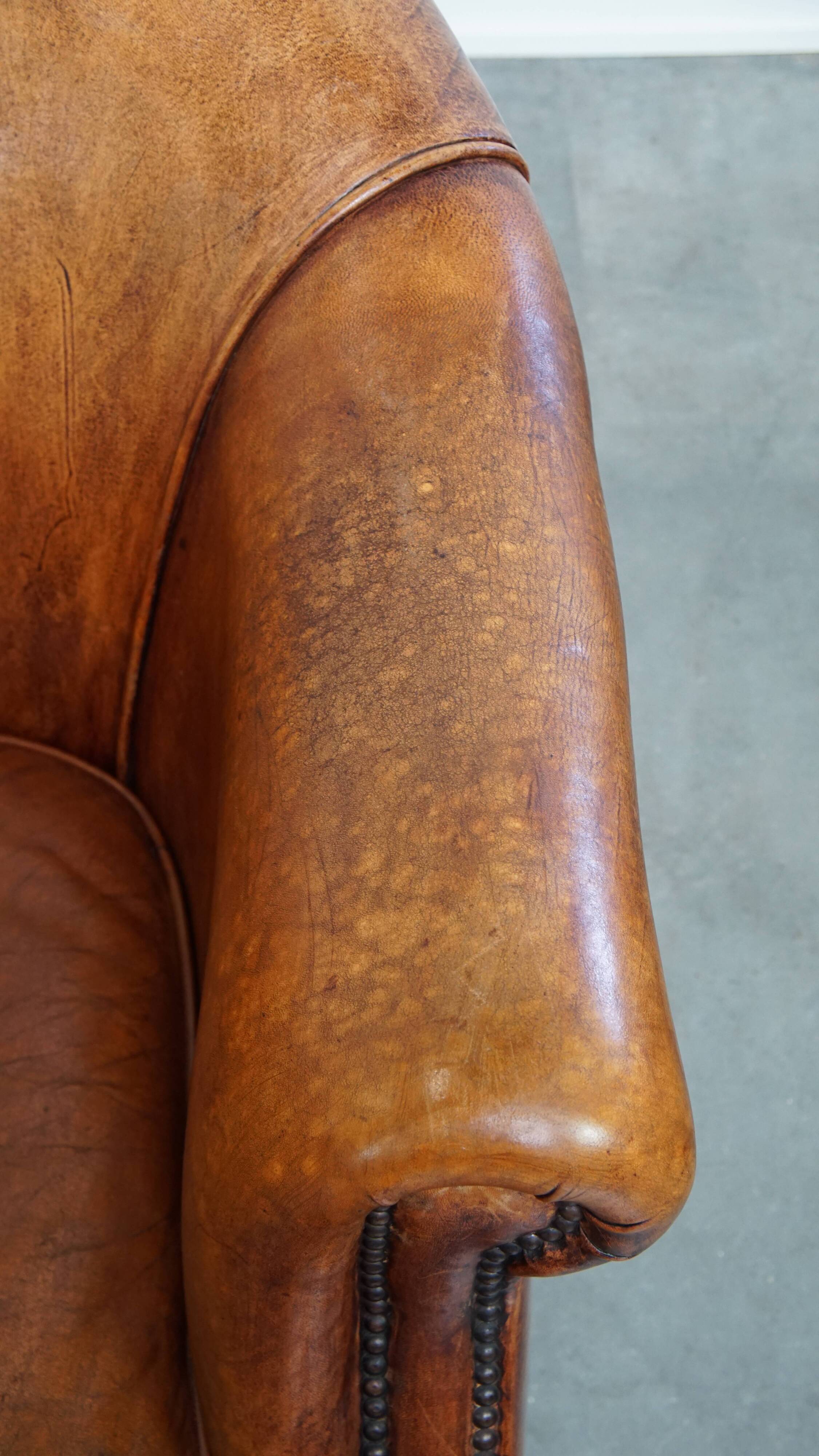 Set of 2 club chairs made of sheepskin leather