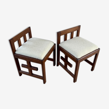 Set of 2 brutalist chairs with low backrest