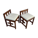 Lot de 2 chaises brutalistes avec dossier bas
