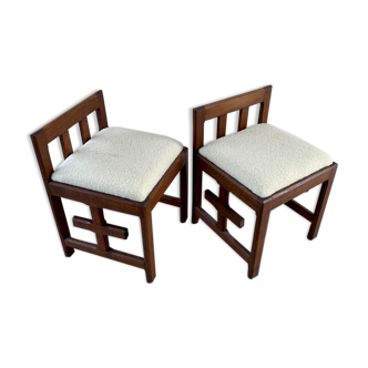Lot de 2 chaises brutalistes avec dossier bas
