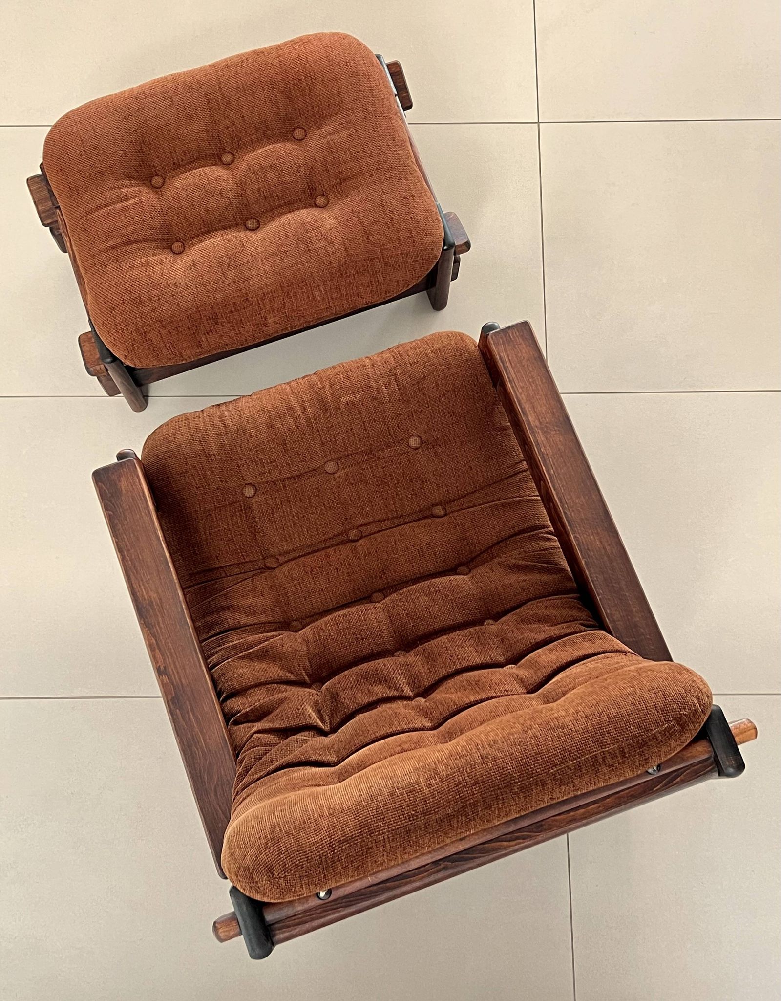 Scandinavian oak armchair and ottoman, 1960s