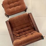 Scandinavian oak armchair and ottoman, 1960s