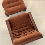 Scandinavian oak armchair and ottoman, 1960s