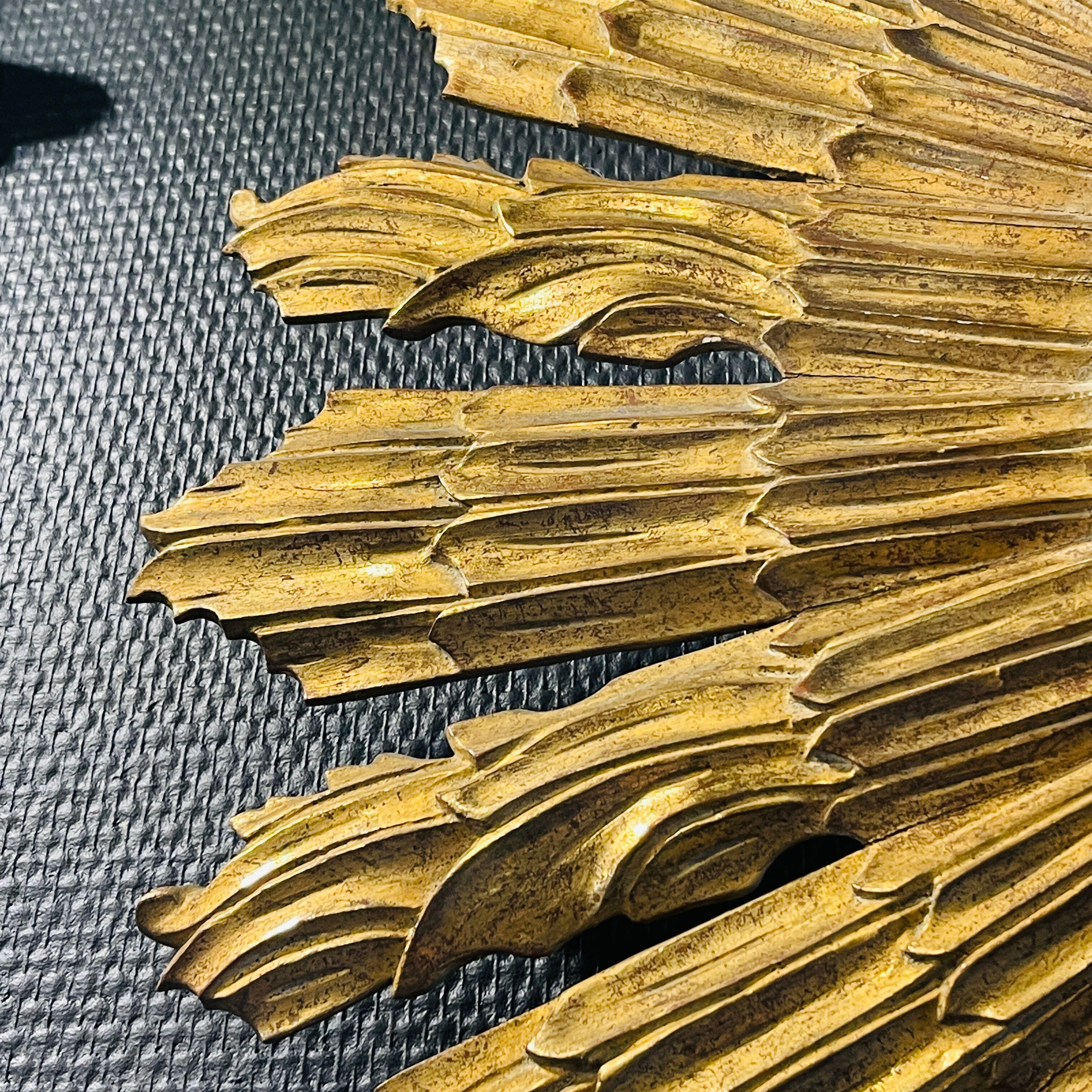 Miroir de sorcière, bois sculpté doré, ca 1950