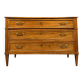 Commode secrétaire époque Louis XVI en acajou et joncs de cuivre vers 1780