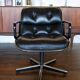 Leather armchair black by Charles Pollock for Knoll International