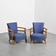 Pair of living room armchairs in solid beech, France, circa 1950.