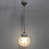 Art deco hanging lamp with octagonal frosted glass shade