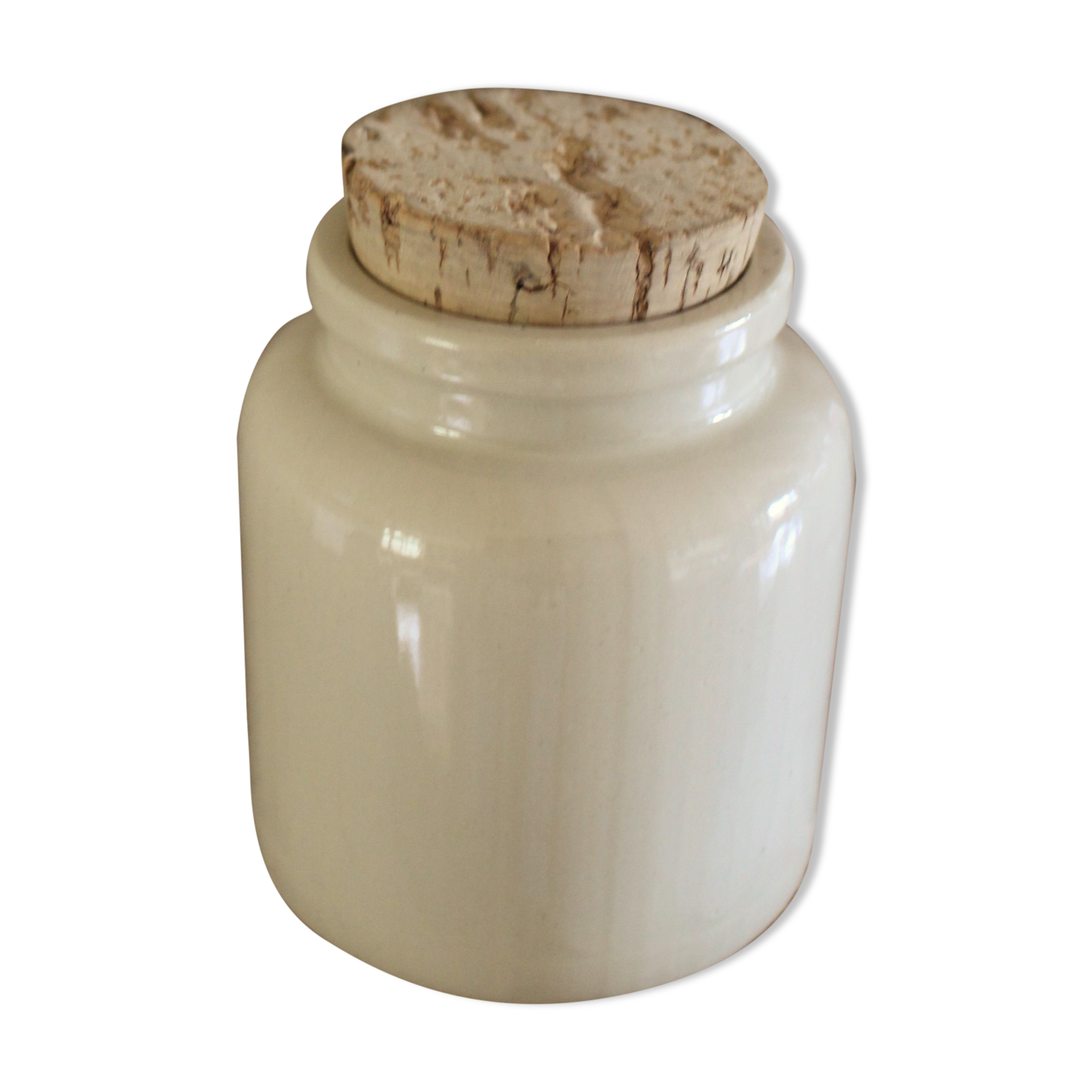 Mustard pot vintage sandstone glazed gray