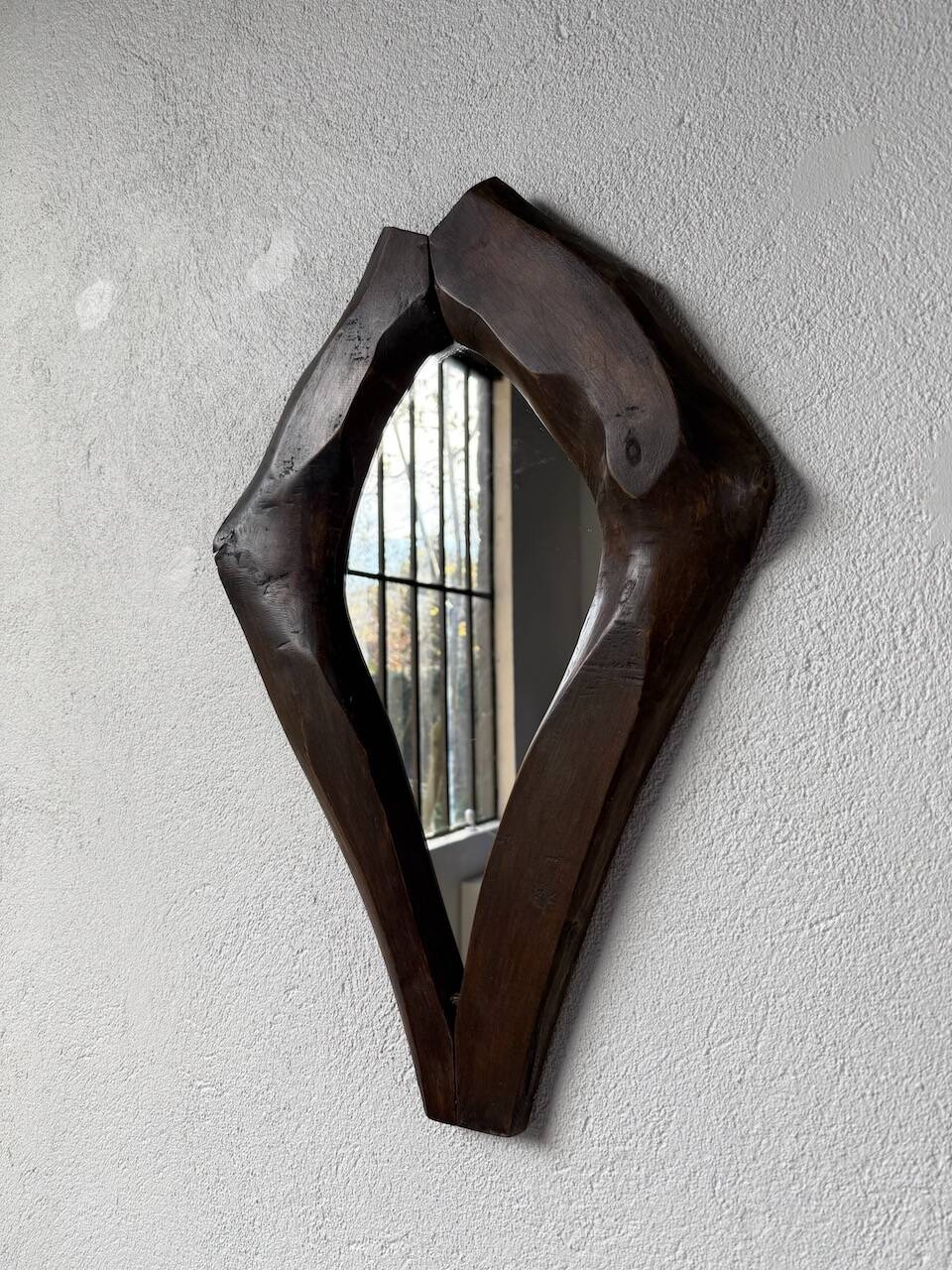Brutalist wooden mirror 1900