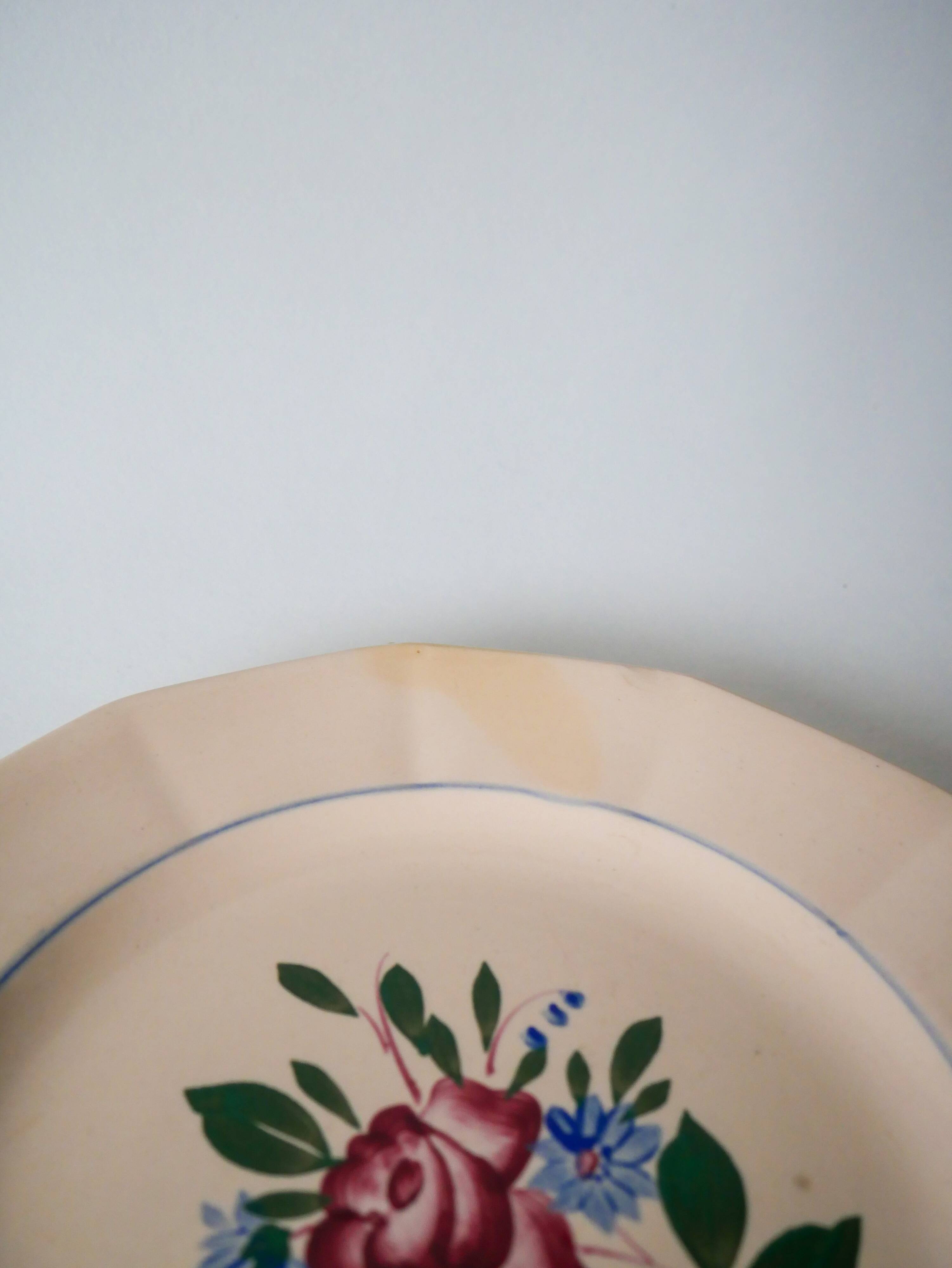 Set of 6 digoin sarreguemines dessert plates with pink flowers