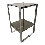 Chrome metal and smoked glass side table, 70s, side table