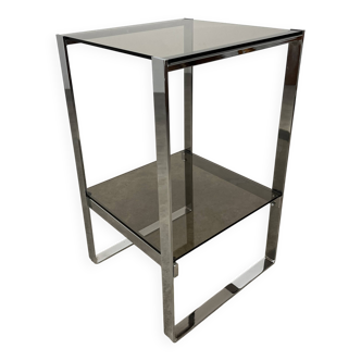 Chrome metal and smoked glass side table, 70s, side table