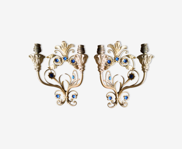 Paire d'appliques en fer baroques vintage