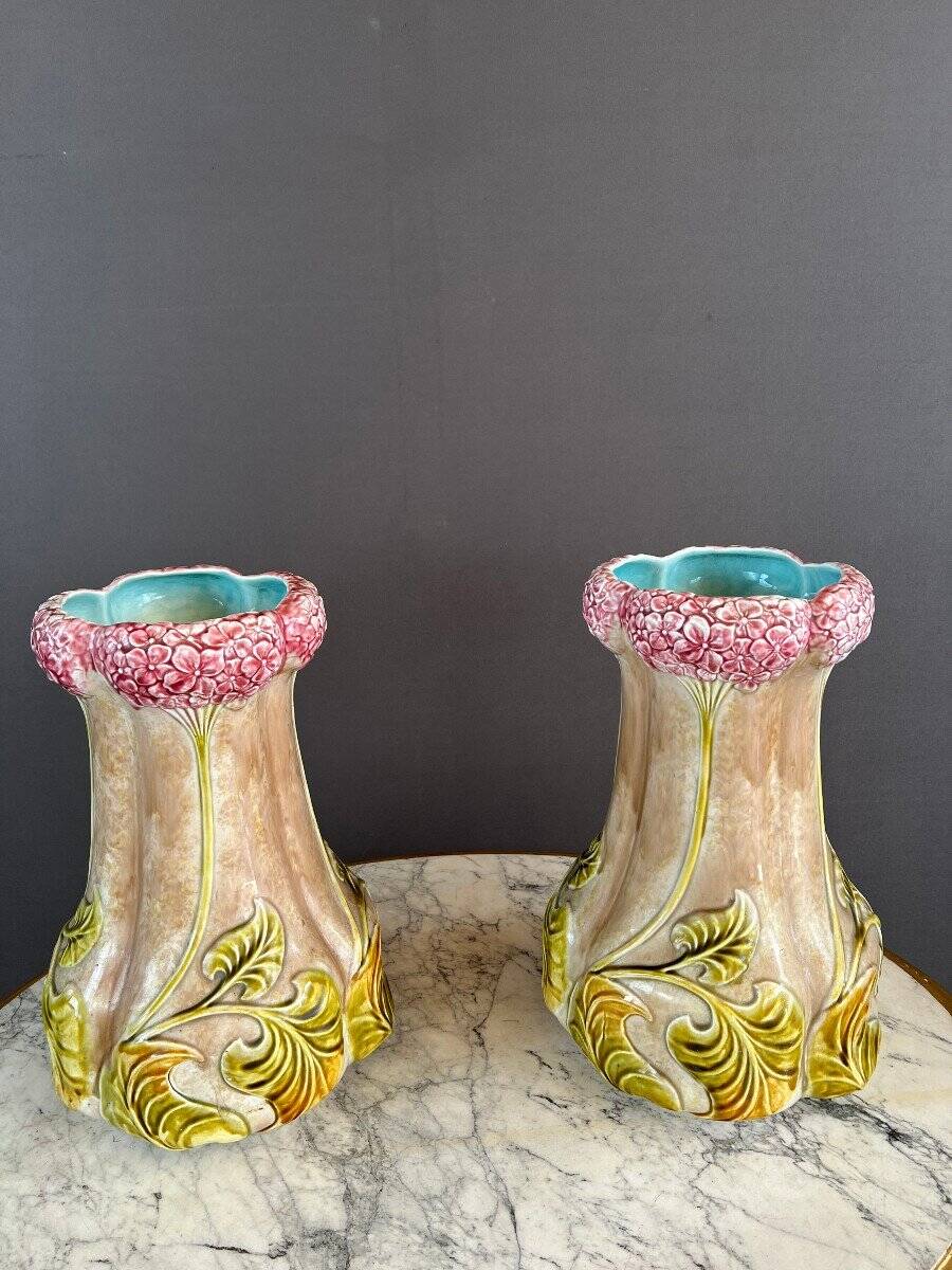 Pair of Art Nouveau Style Earthenware Vases, 20th Century