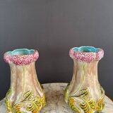 Paire de vases style Art Nouveau en faïence, XXème siècle
