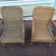 Lot 2 fauteuil et une table en rotin osier de jardin