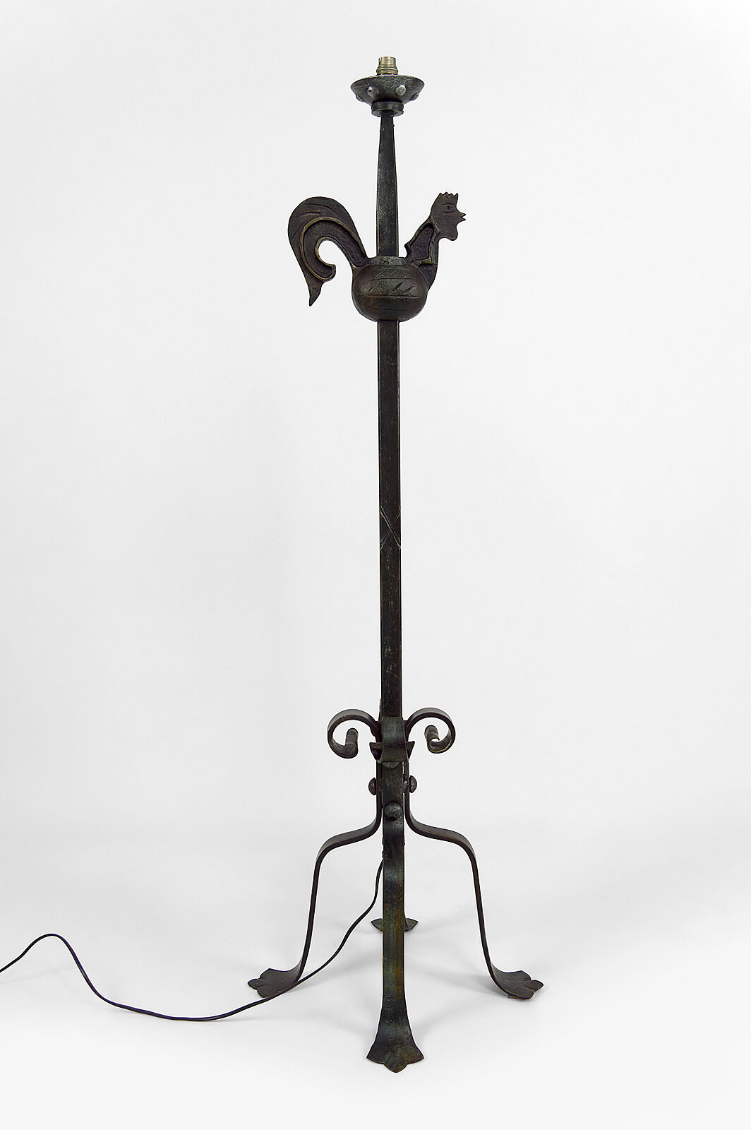 Floor lamp with wrought iron rooster by Jean Touret for the Ateliers Marolles, circa 1950