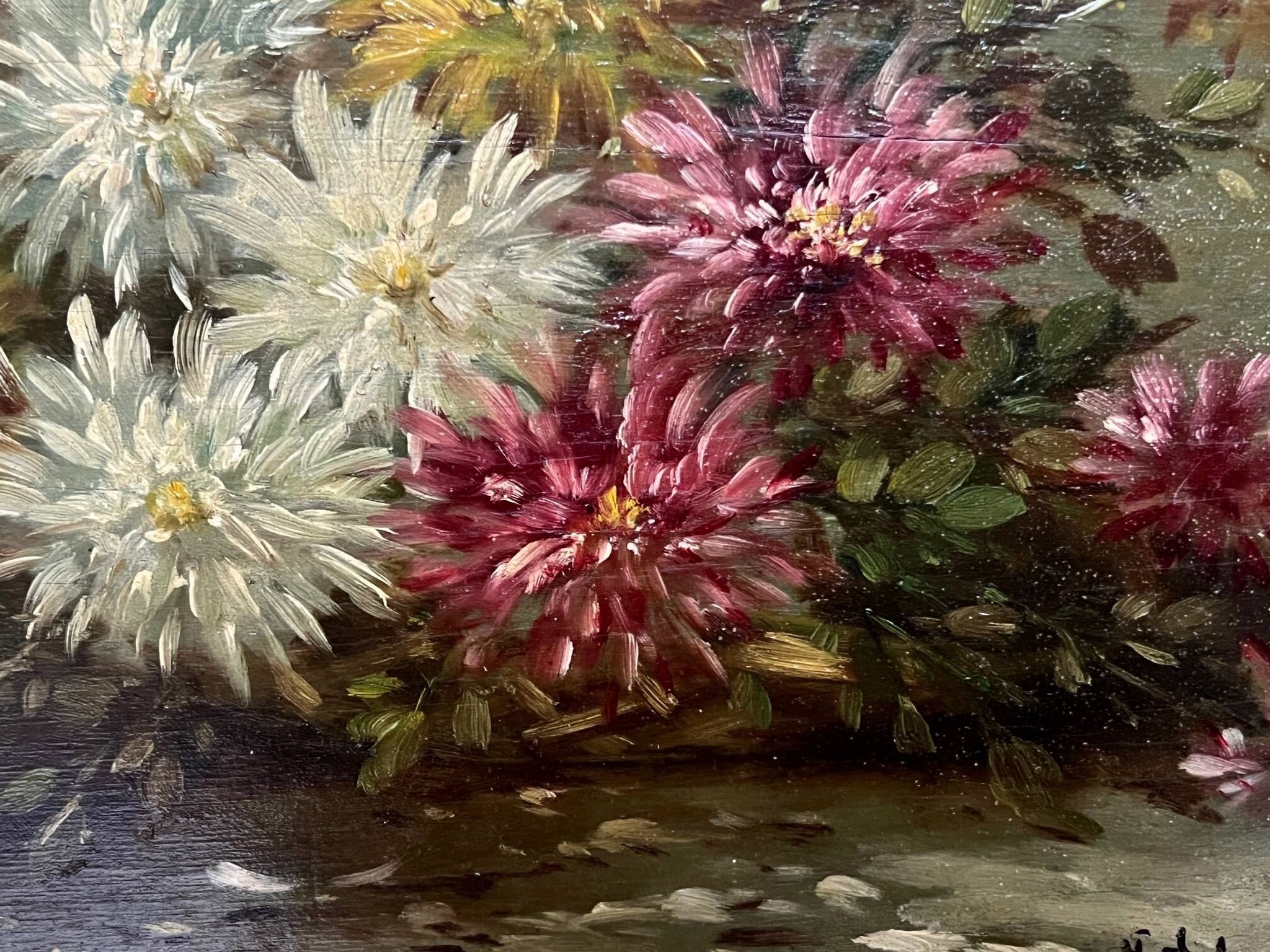 Paul Henry Schouten "Still Life with Flowers". Oil on wood panel.