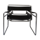 Wassily armchair by Marcel Breuer in black leather, Bauhaus 1970