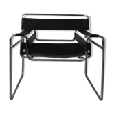Fauteuil Wassily par Marcel Breuer en cuir noir, Bauhaus 1970