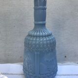 Former Carafe Liqueur Opaline Blue Decor Moulded - Vintage Cave Bouchon