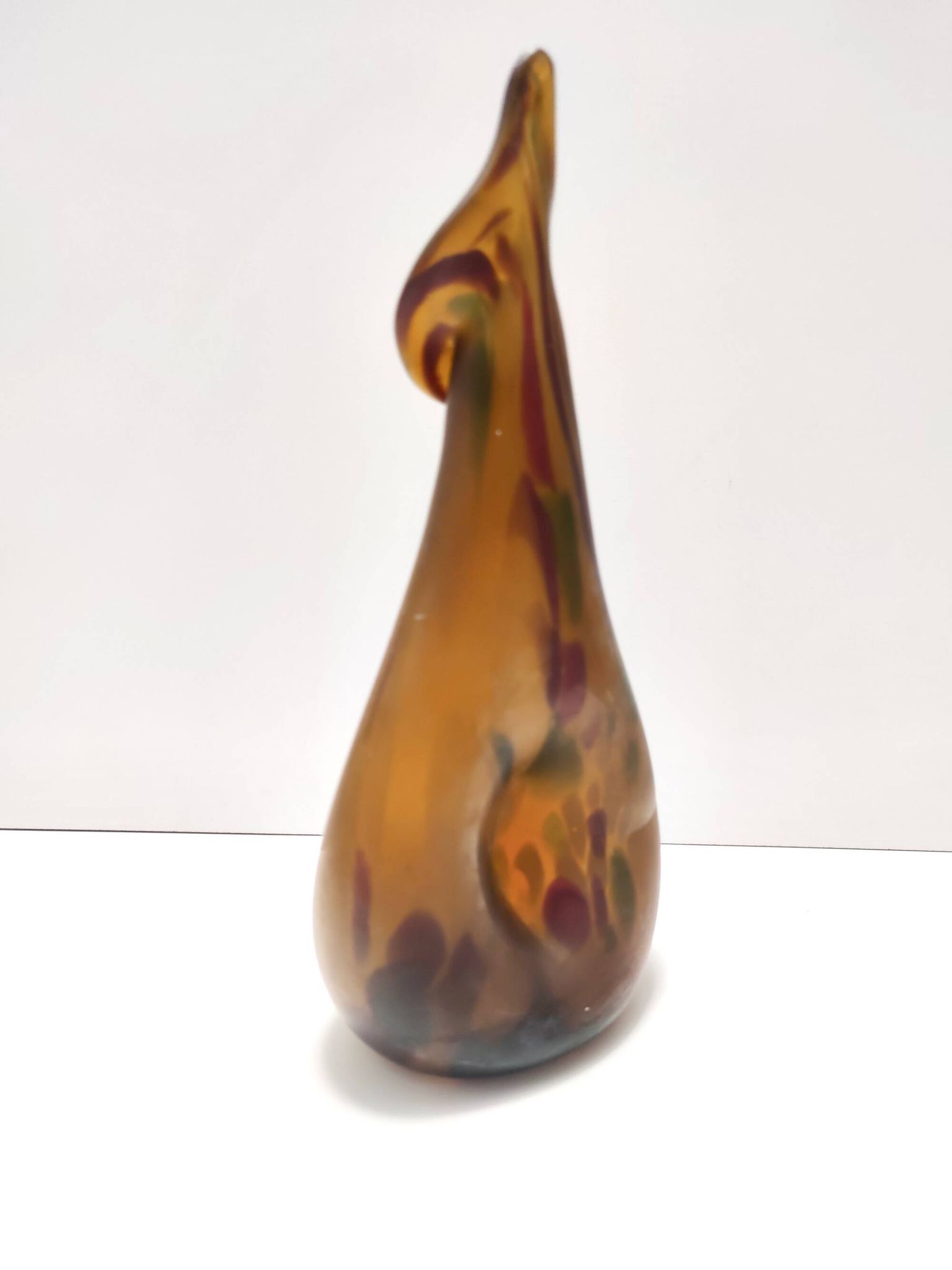 Experimental Amber Murano Glass Vase attr. to Anzolo Fuga, Italy