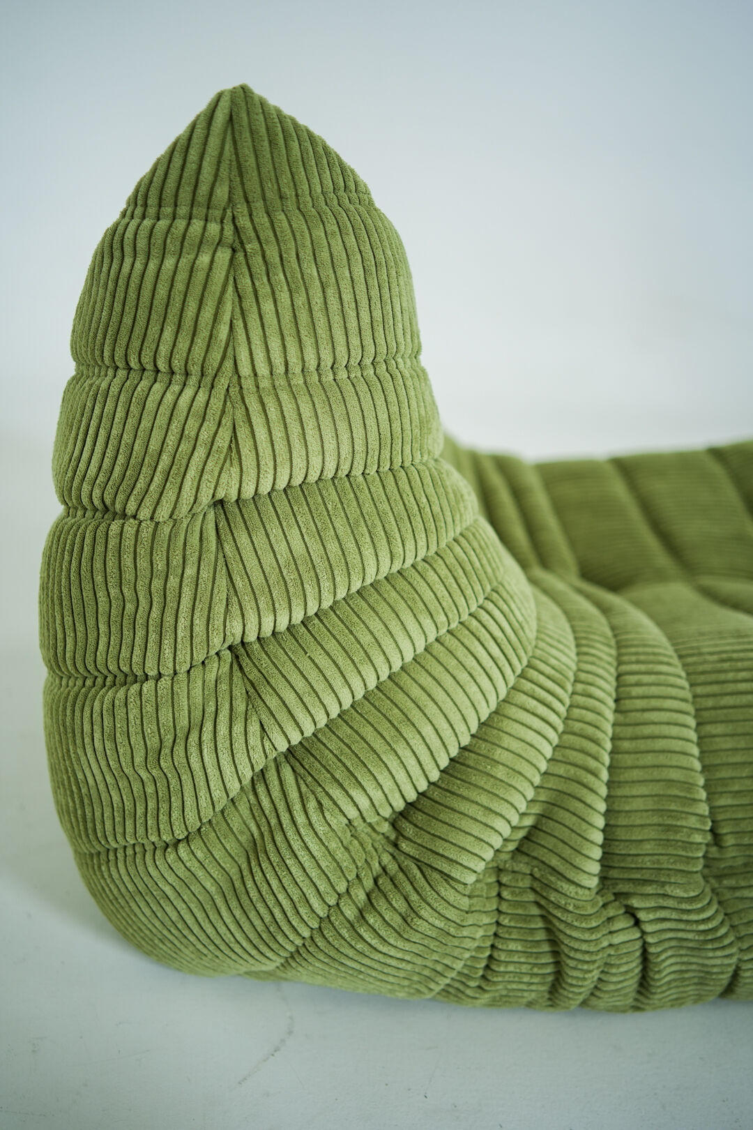 Togo Armchair and Pouf in Fresh green Corduroy