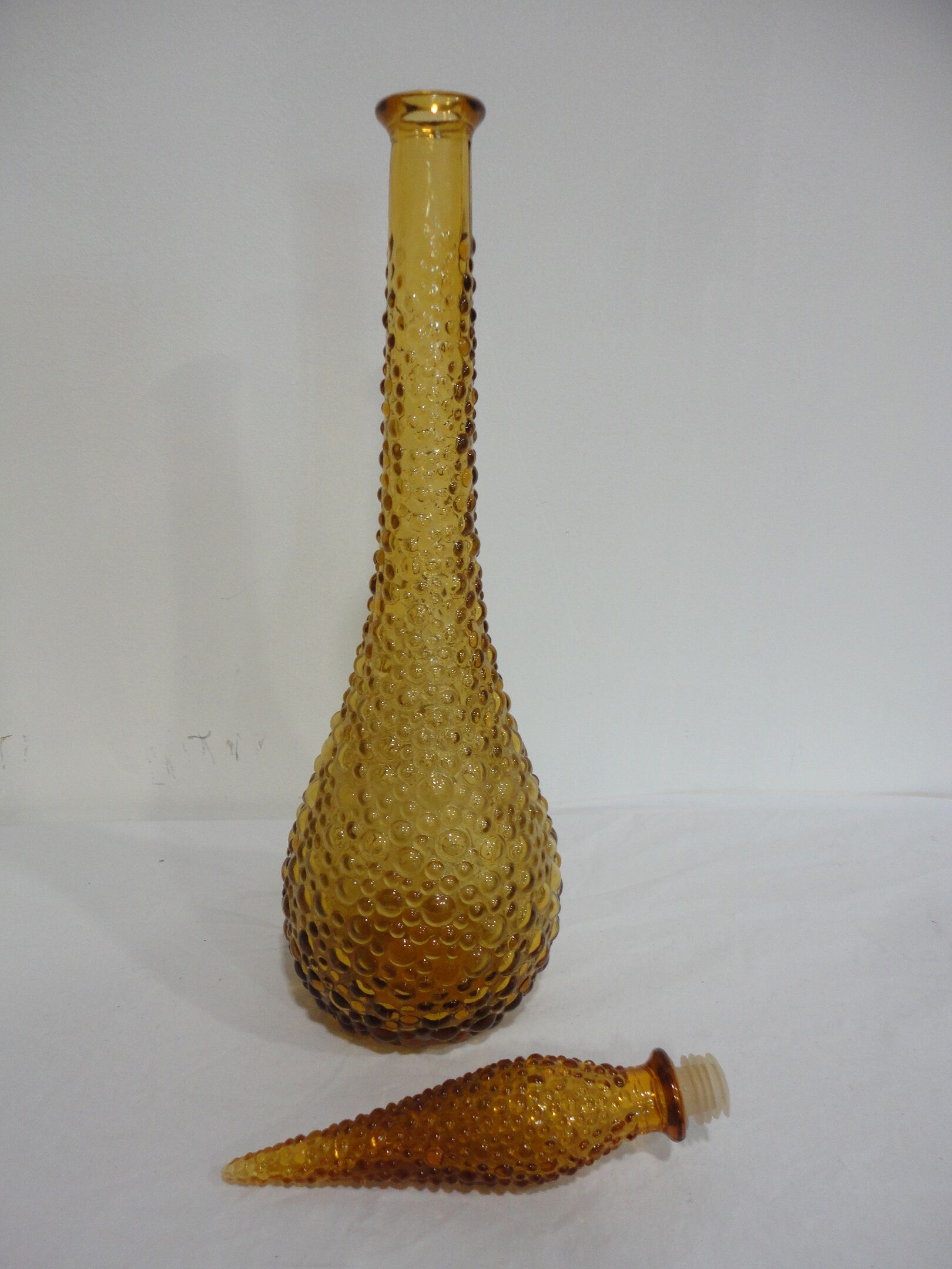 Large "bubbles" yellow glass carafe