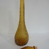 Grande carafe "bulles" en verre jaune