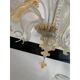 Venetian Murano-Style Glass Chandelier in Transparent and Gold with Flowers