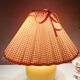 Vintage ceramic table lamp with pleated hood in 80s fabric