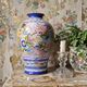 Vintage Portuguese vase in glazed terracotta with hand-painted floral decoration.