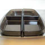 Flat dish server with four ramekins