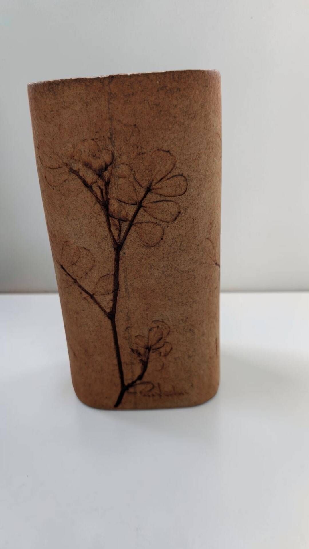 Stoneware vase signed Raymonde Leduc – Vallauris – herbarium decoration – years