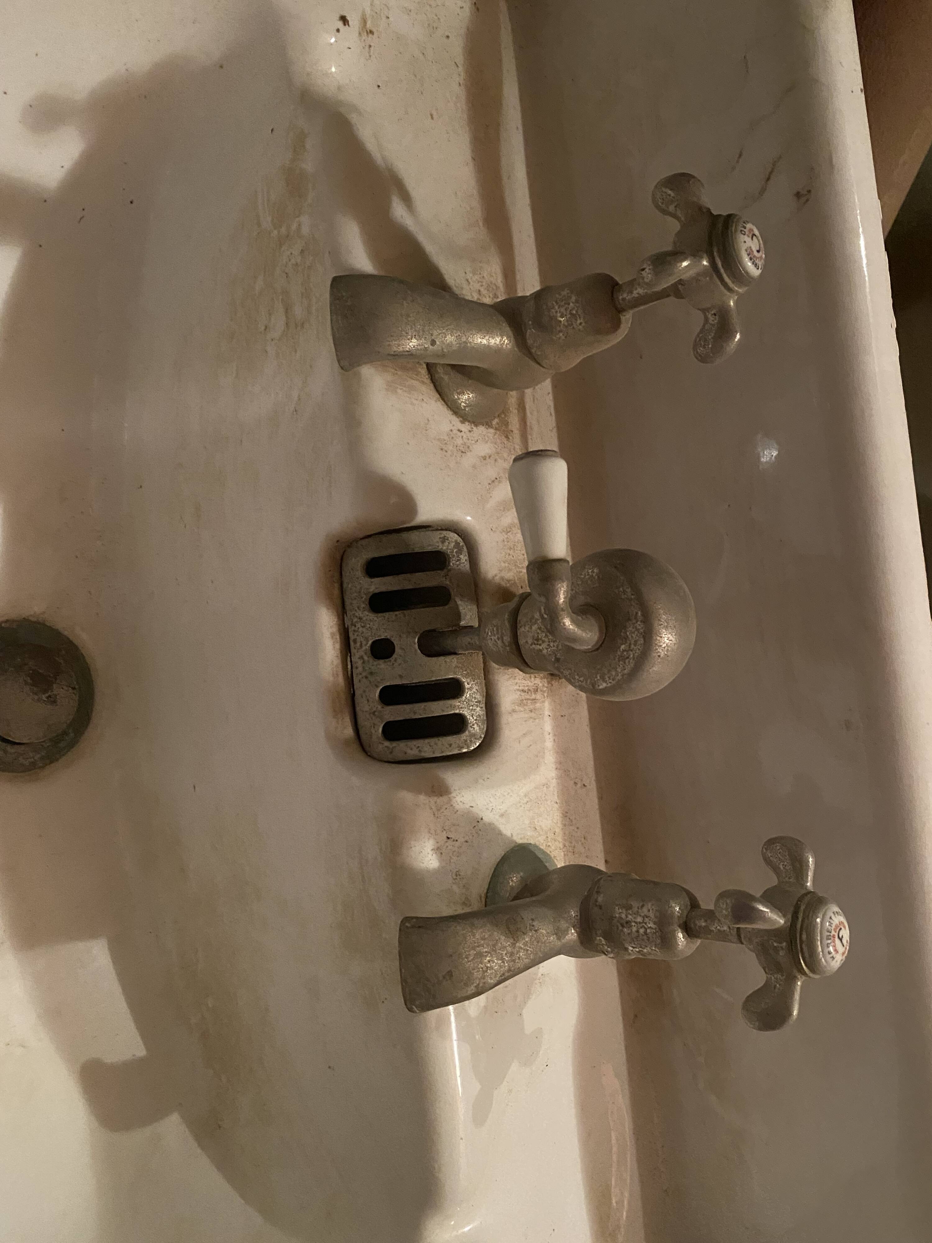 Set of 3 old white earthenware sinks