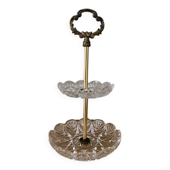Servant or vintage jewelry holder in glass and brass