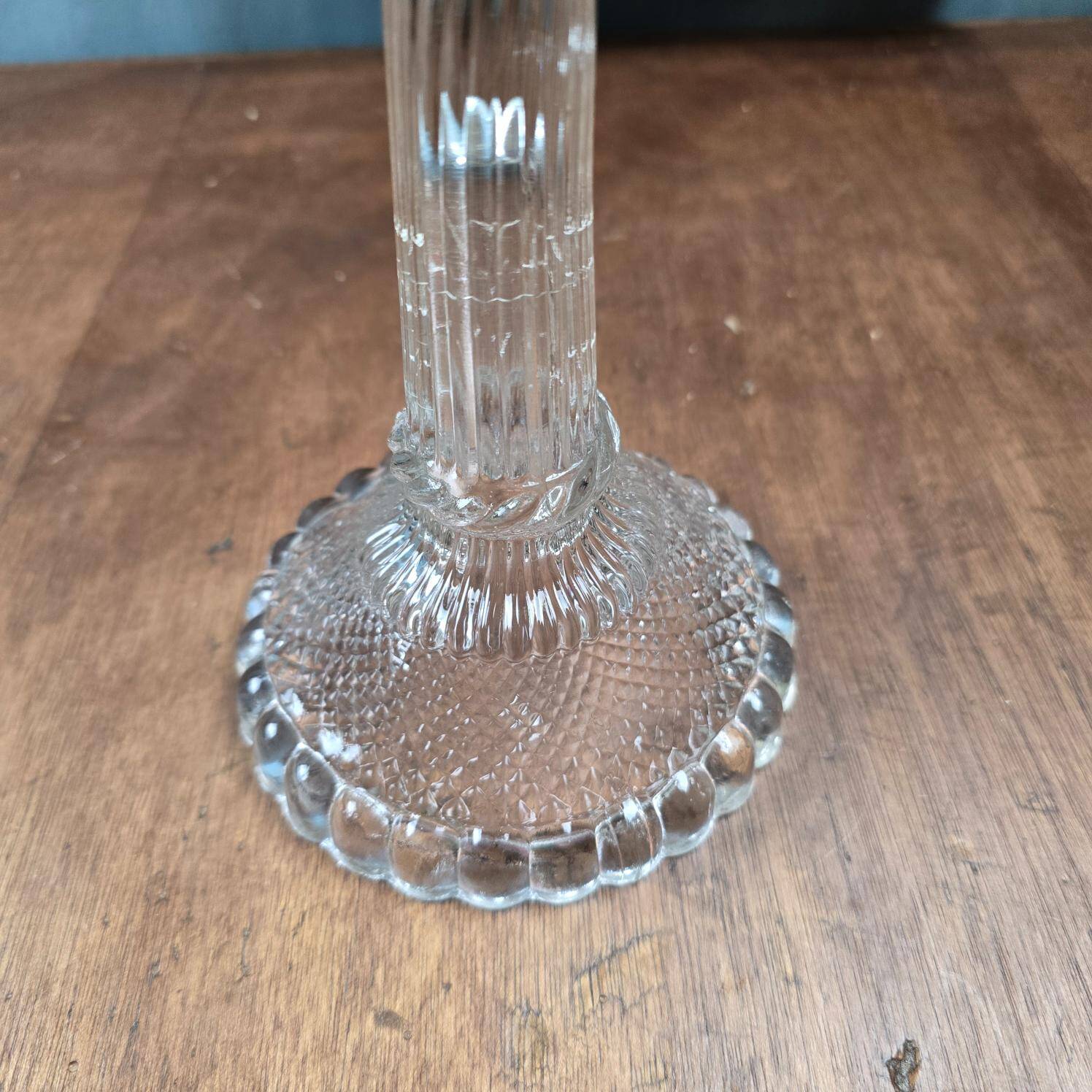 Large antique molded glass candlestick