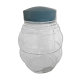 Vintage jar, curved shape with blue cap