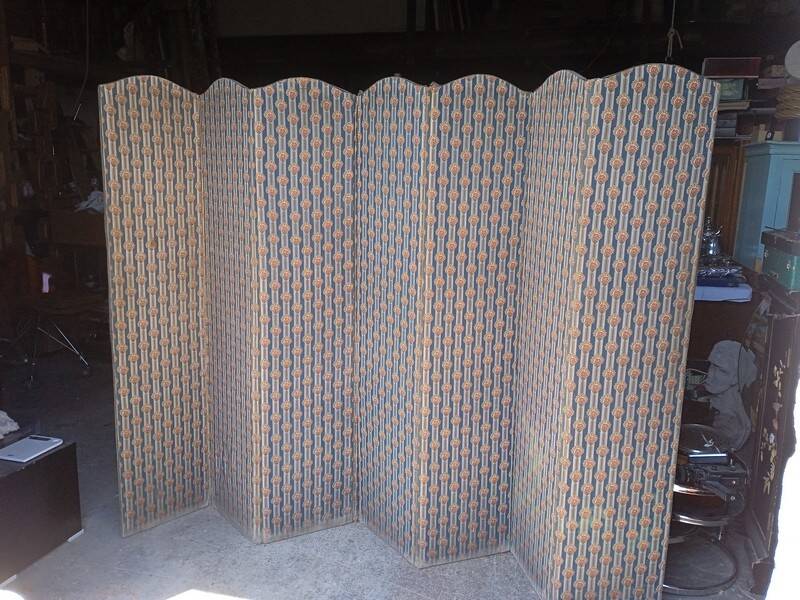 7-leaf fabric screen, early 20th century