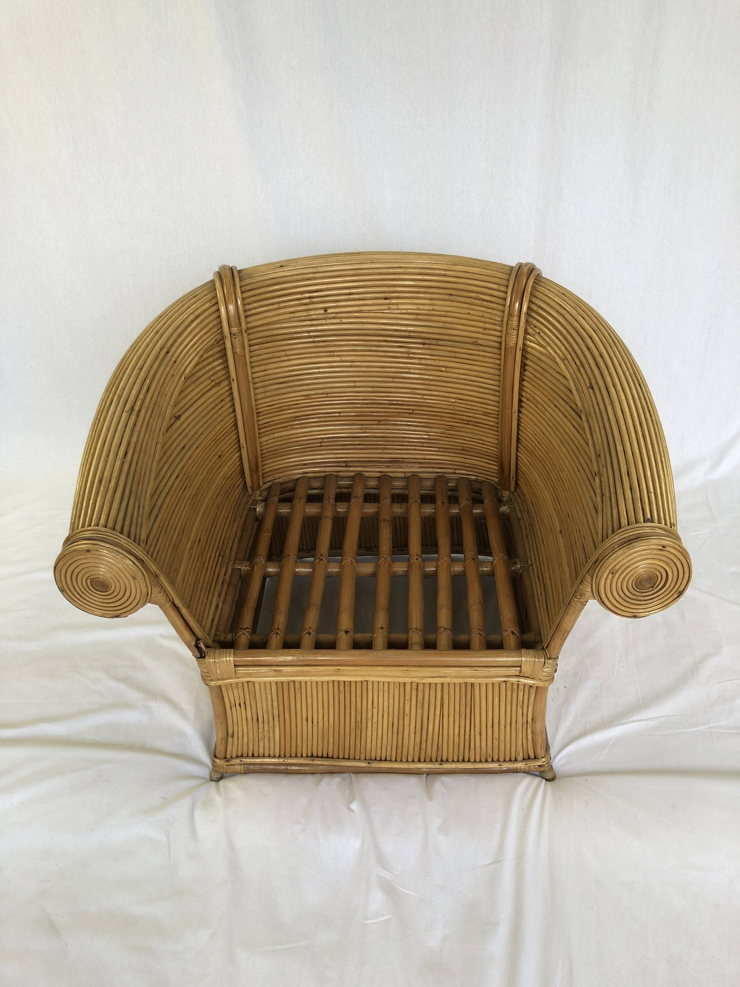 Pair of vintage rattan armchairs